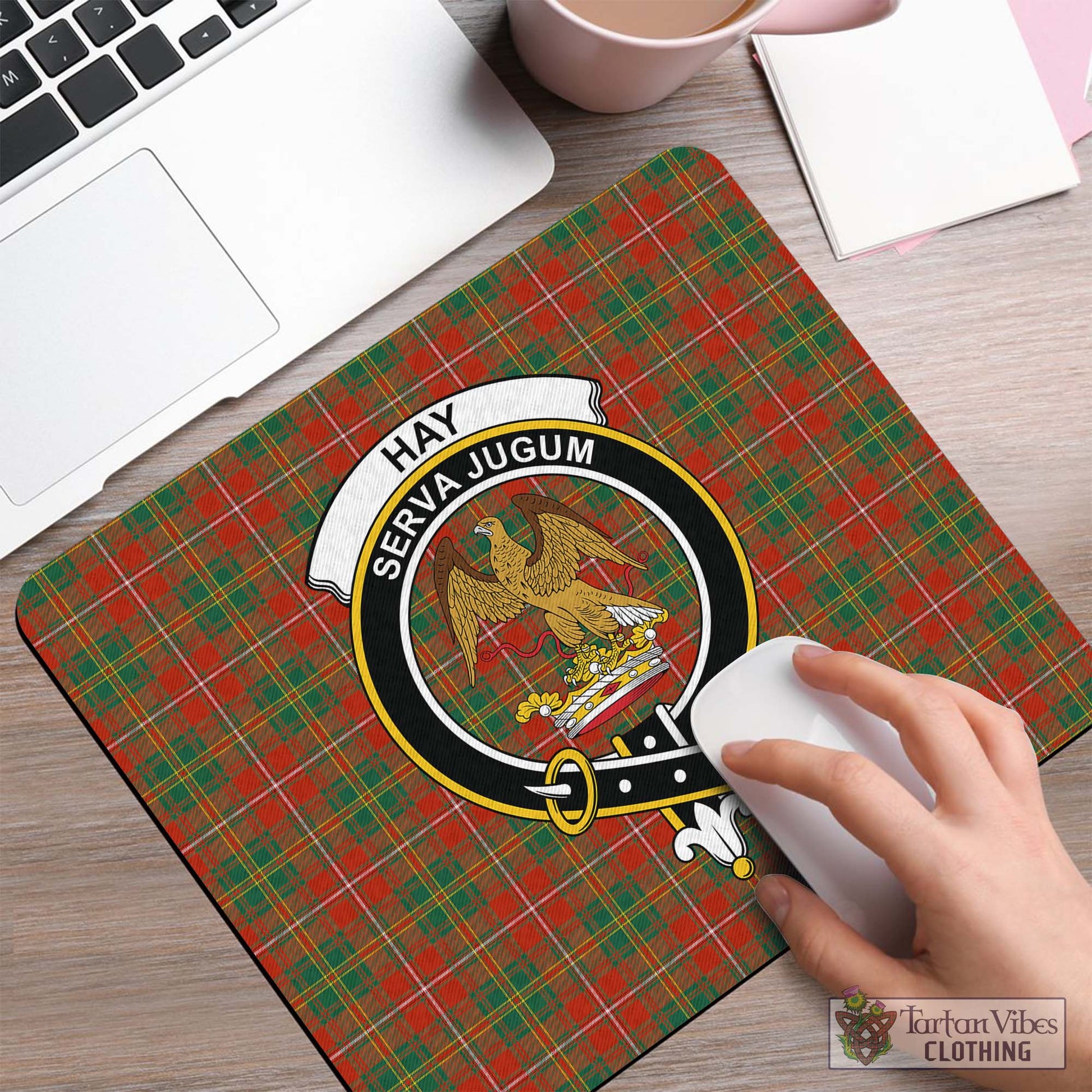 Tartan Vibes Clothing Hay Ancient Tartan Mouse Pad with Family Crest