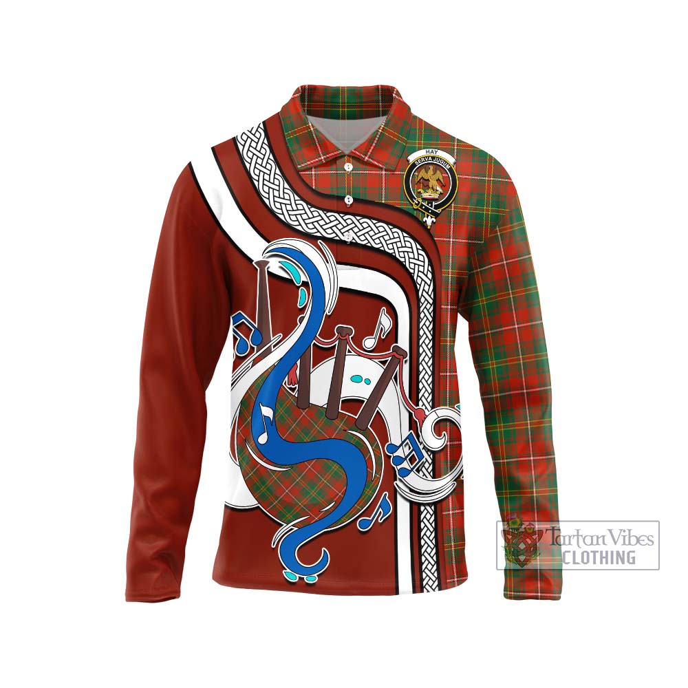 Tartan Vibes Clothing Hay Ancient Tartan Long Sleeve Polo Shirt with Epic Bagpipe Style