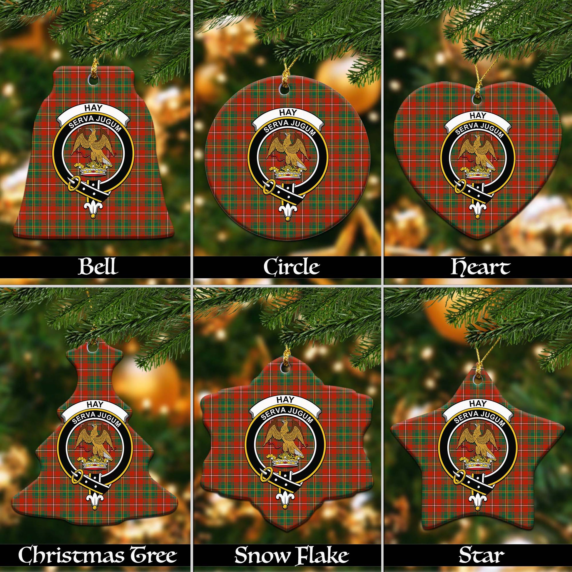 Hay Ancient Tartan Christmas Ornaments with Family Crest - Tartanvibesclothing