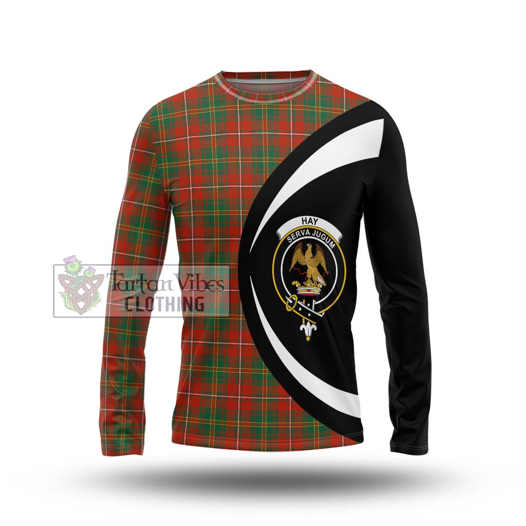 Hay Ancient Tartan Long Sleeve T-Shirt with Family Crest Circle Style Unisex - Tartan Vibes Clothing