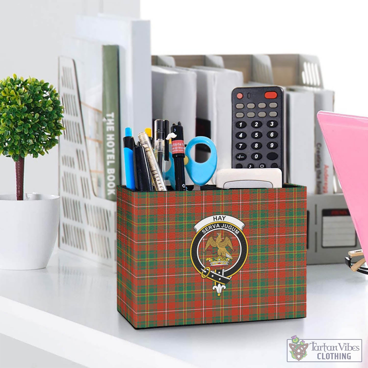 Tartan Vibes Clothing Hay Ancient Tartan Pen Holder with Family Crest