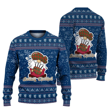 Hay Ancient Clan Christmas Family Ugly Sweater with Funny Gnome Playing Bagpipes