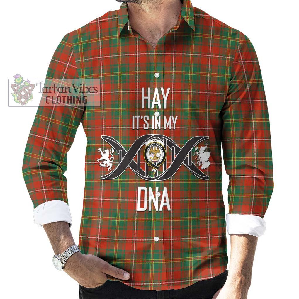 Hay Ancient Tartan Long Sleeve Button Shirt with Family Crest DNA In Me Style Men's Shirt S - Tartanvibesclothing Shop