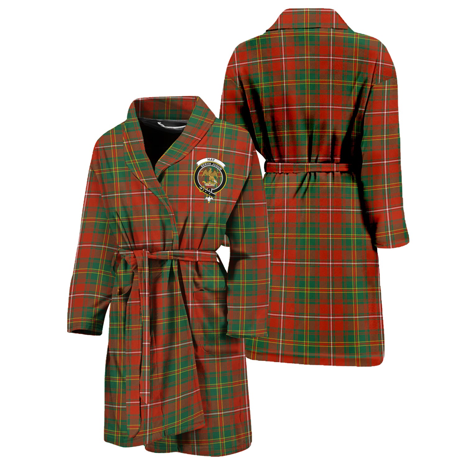 Hay Ancient Tartan Bathrobe with Family Crest Unisex S - Tartan Vibes Clothing