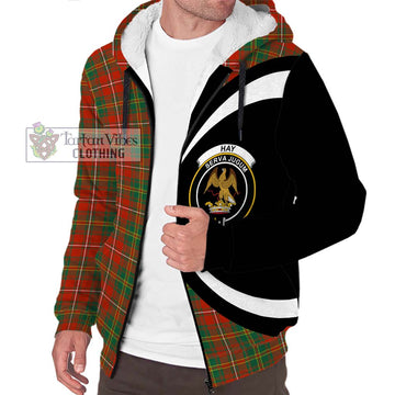 Hay Ancient Tartan Sherpa Hoodie with Family Crest Circle Style