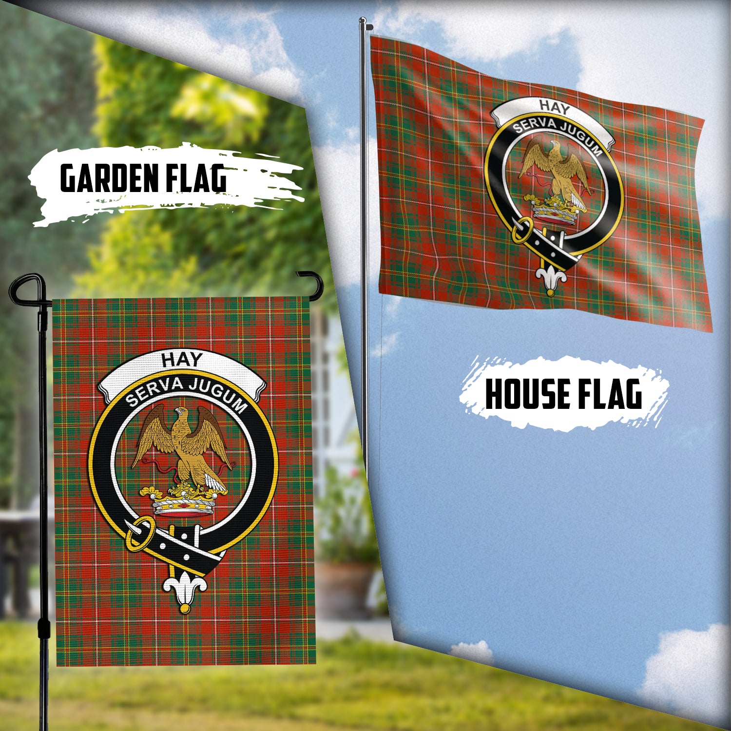 Hay Ancient Tartan Flag with Family Crest Garden Flag (Vertical) - Tartan Vibes Clothing