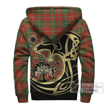 Hay Ancient Tartan Sherpa Hoodie with Family Crest Celtic Wolf Style