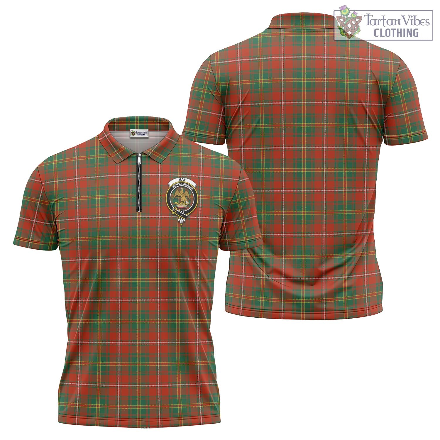 Tartan Vibes Clothing Hay Ancient Tartan Zipper Polo Shirt with Family Crest