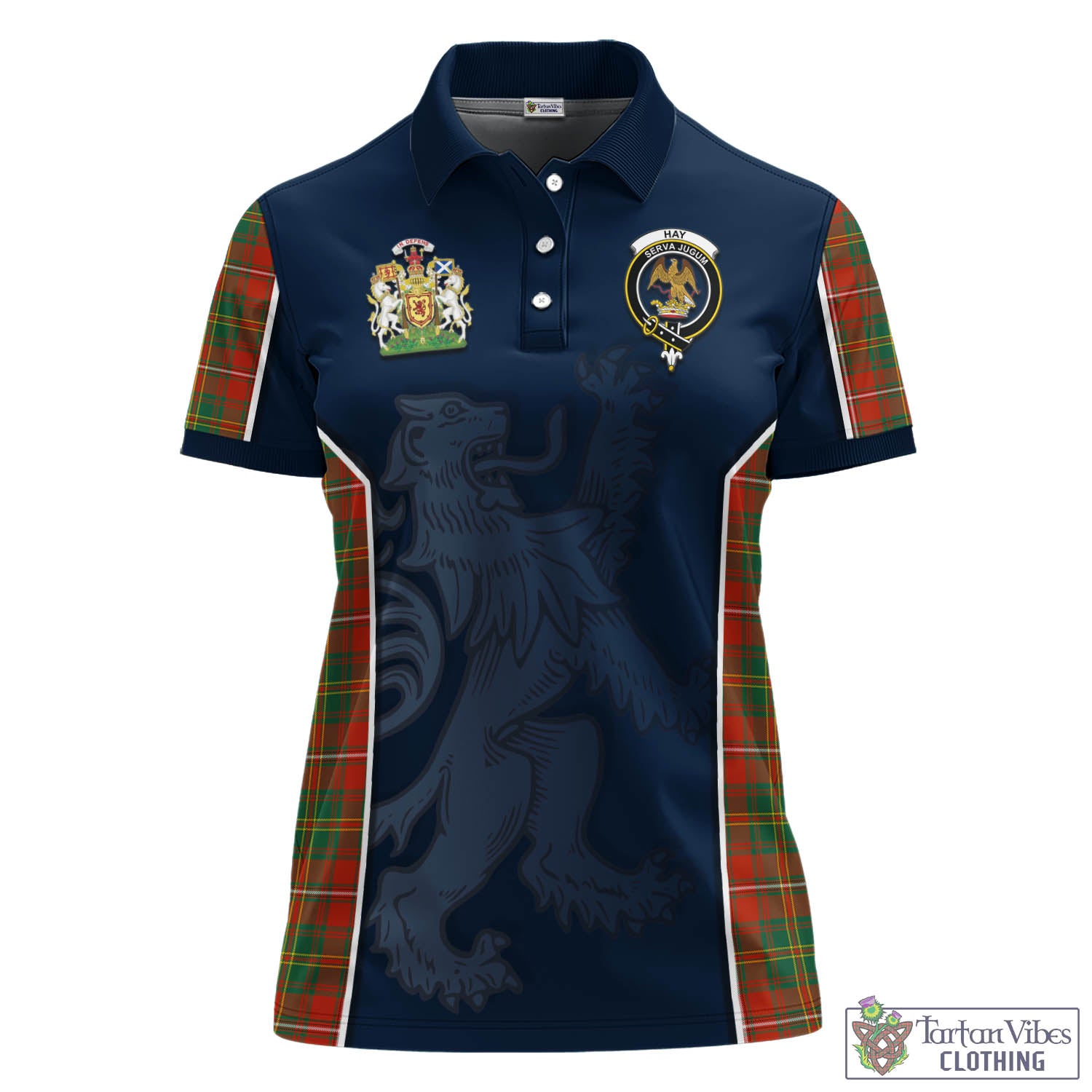 Hay Ancient Tartan Women's Polo Shirt with Family Crest and Lion Rampant Vibes Sport Style - Tartan Vibes Clothing