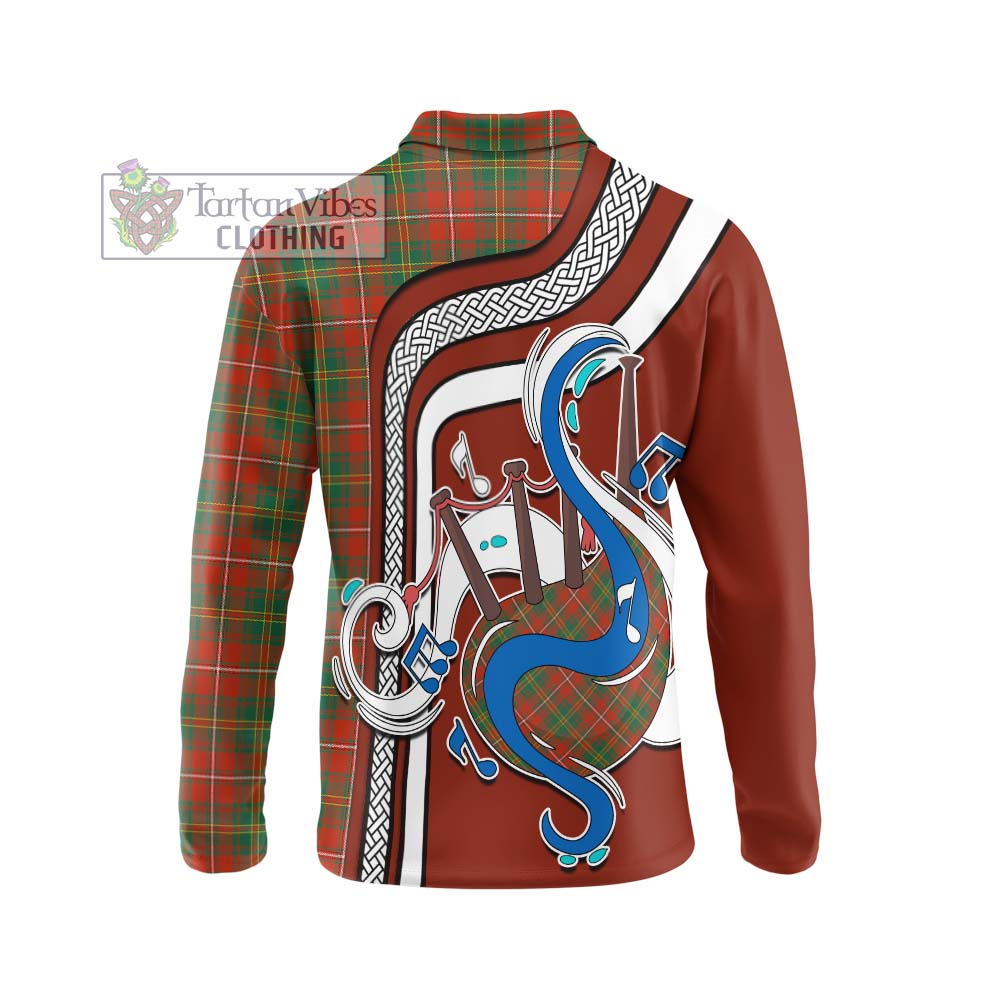 Tartan Vibes Clothing Hay Ancient Tartan Long Sleeve Polo Shirt with Epic Bagpipe Style