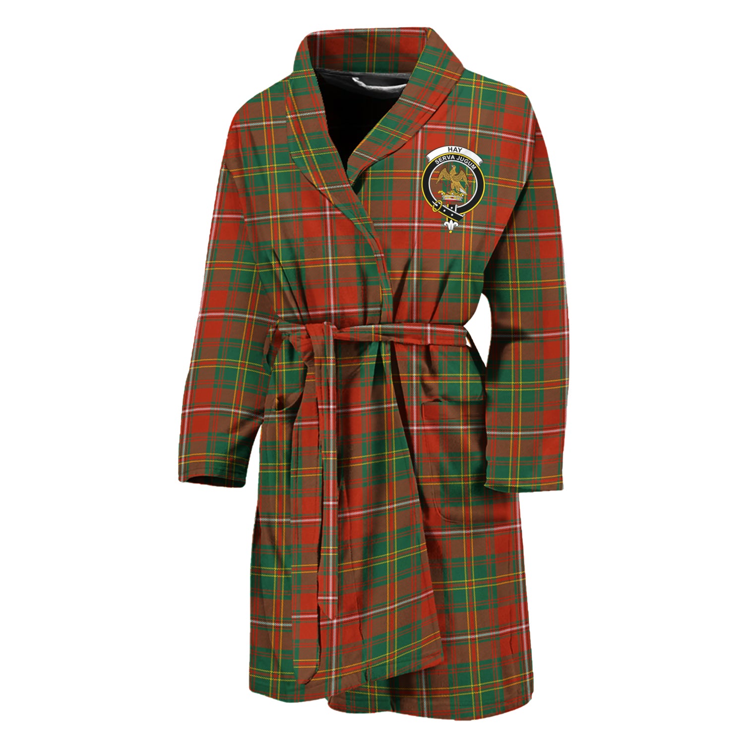 Hay Ancient Tartan Bathrobe with Family Crest Unisex M - Tartan Vibes Clothing