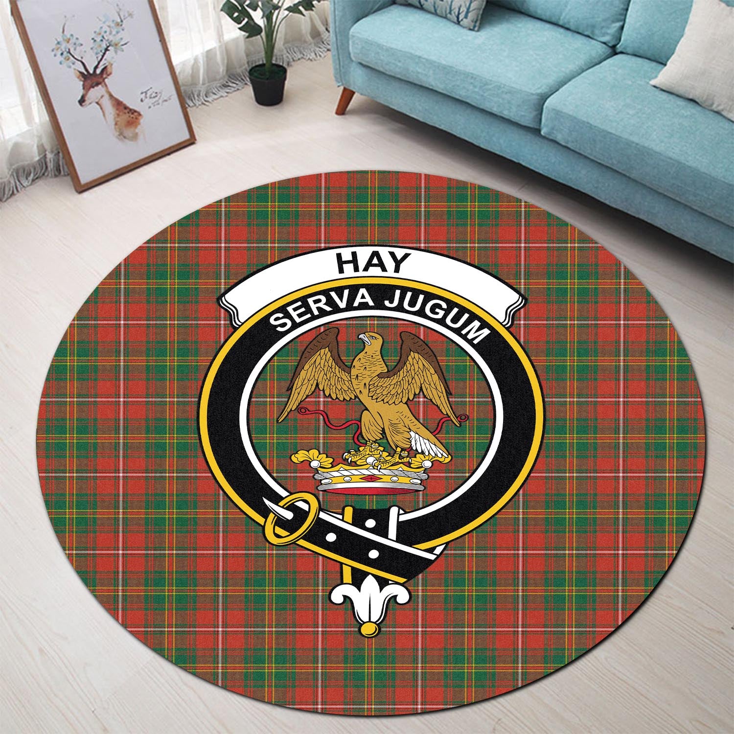 hay-ancient-tartan-round-rug-with-family-crest