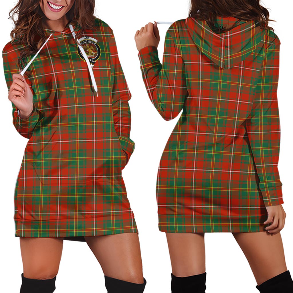 Hay Ancient Tartan Hoodie Dress with Family Crest - Tartan Vibes Clothing