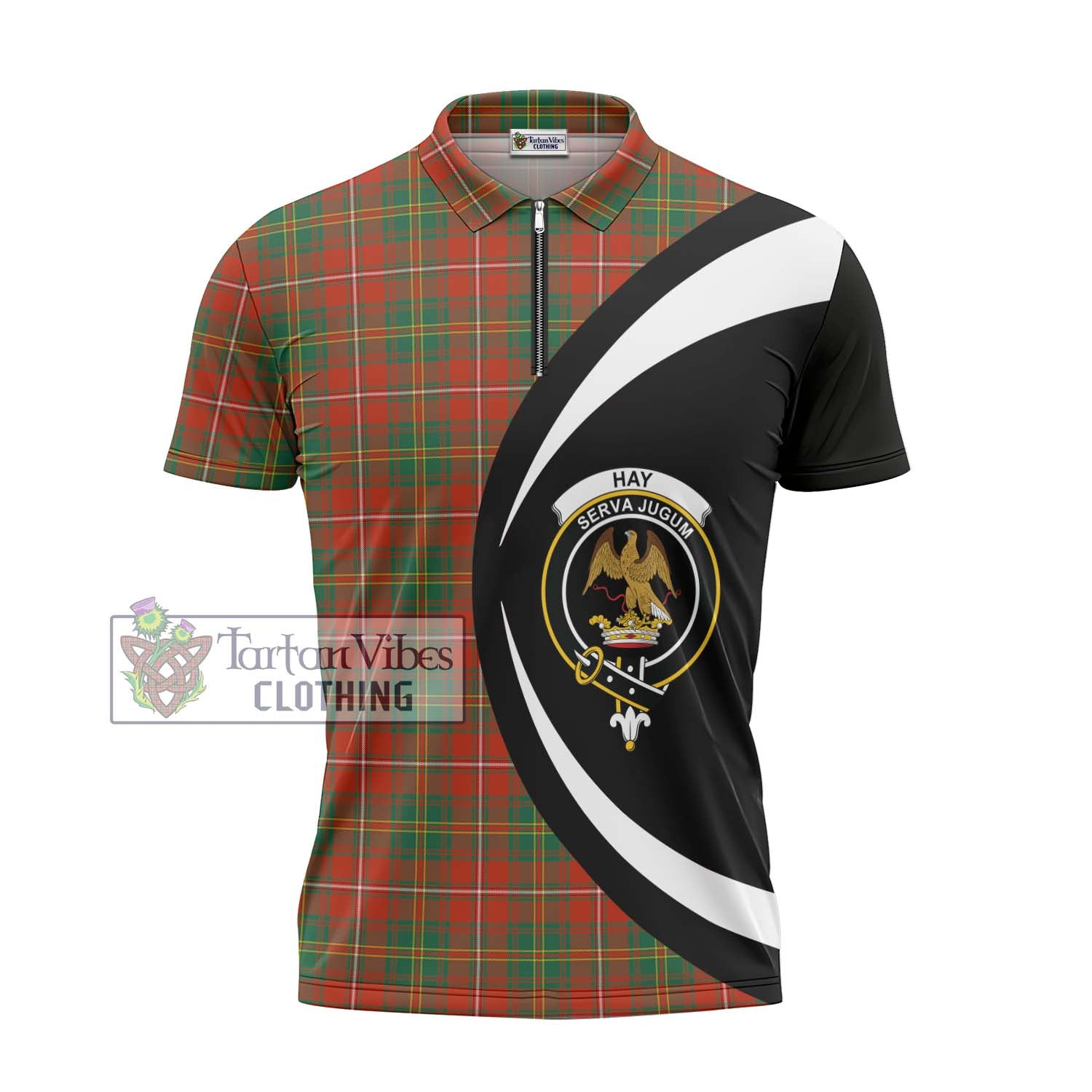 Tartan Vibes Clothing Hay Ancient Tartan Zipper Polo Shirt with Family Crest Circle Style