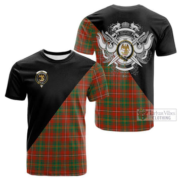 Hay Ancient Tartan Cotton T-shirt with Family Crest and Military Logo Style