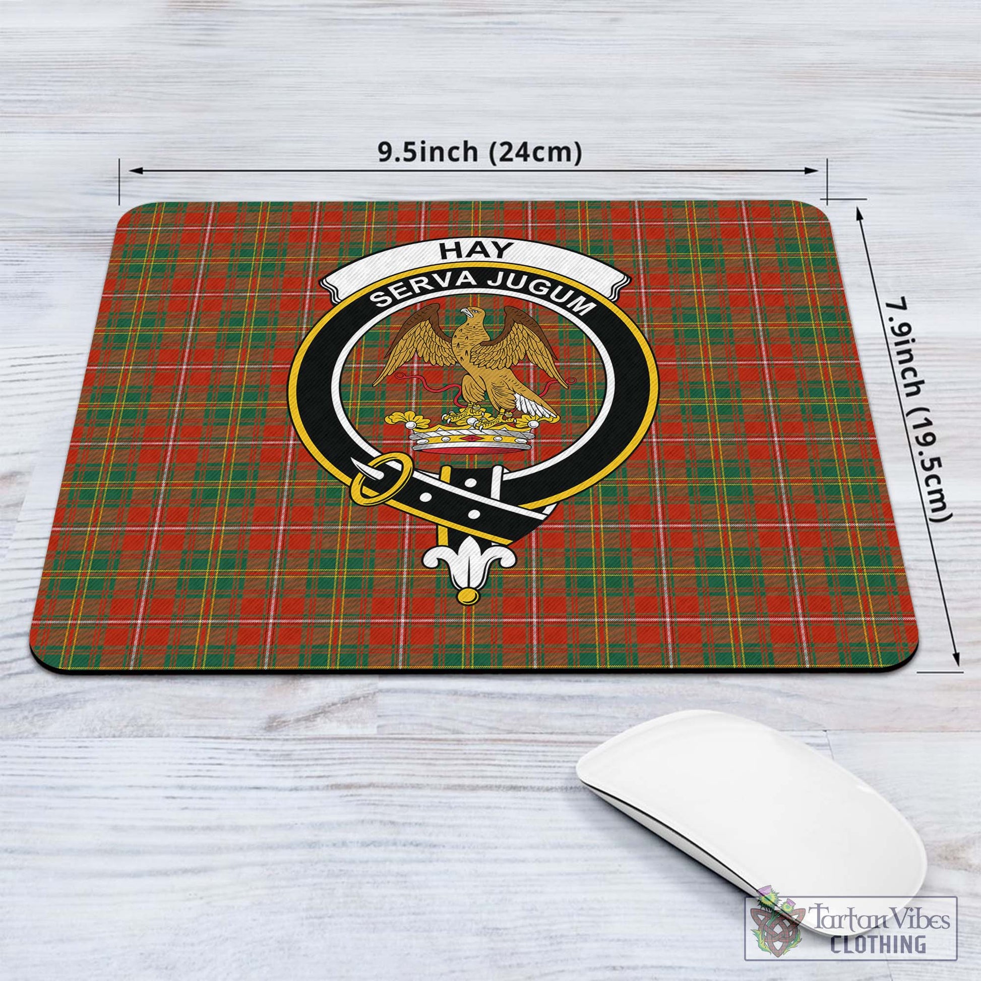 Tartan Vibes Clothing Hay Ancient Tartan Mouse Pad with Family Crest