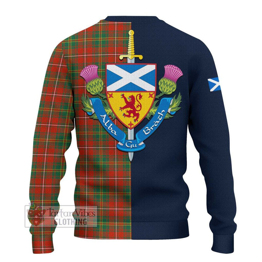 Tartan Vibes Clothing Hay Ancient Tartan Knitted Sweater with Scottish Lion Royal Arm Half Style