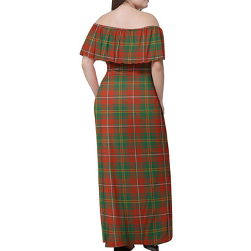 Hay Ancient Tartan Off Shoulder Long Dress