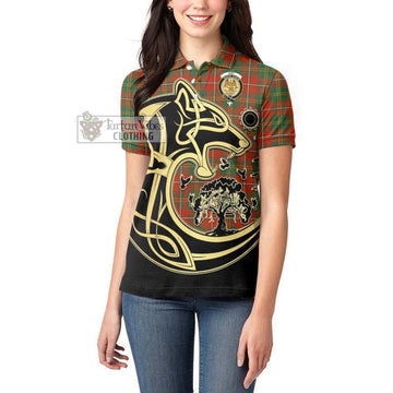 Hay Ancient Tartan Women's Polo Shirt with Family Crest Celtic Wolf Style