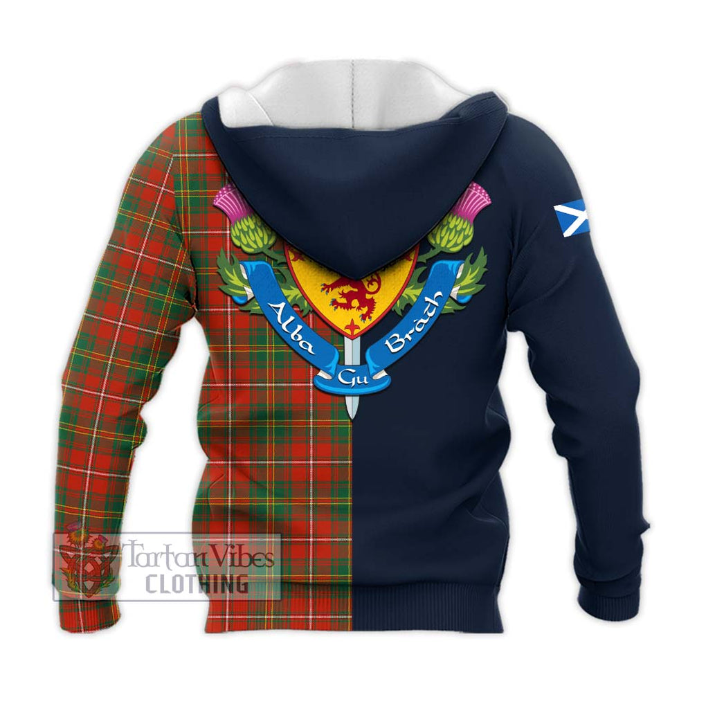 Tartan Vibes Clothing Hay Ancient Tartan Knitted Hoodie with Scottish Lion Royal Arm Half Style