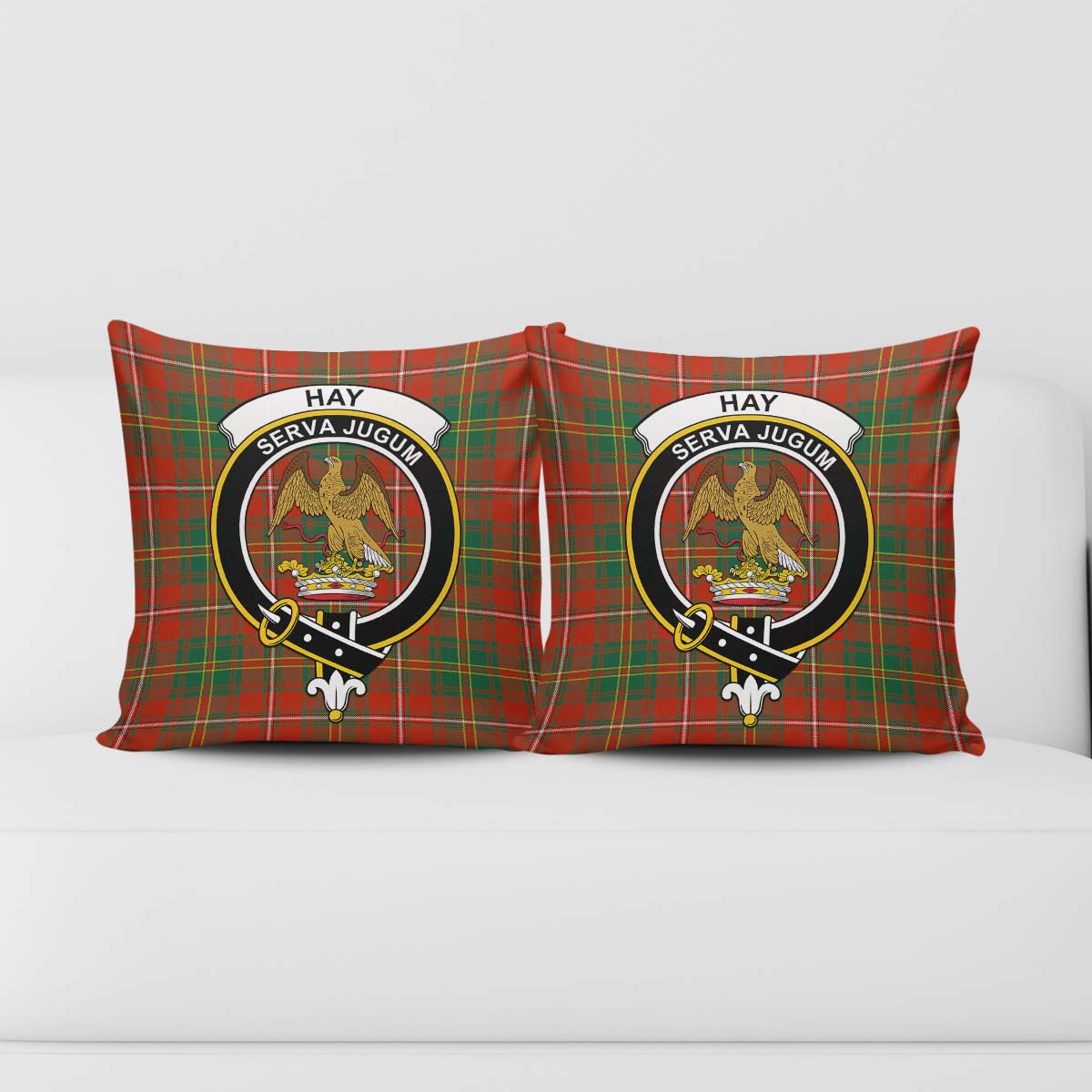 Hay Ancient Tartan Pillow Cover with Family Crest - Tartanvibesclothing