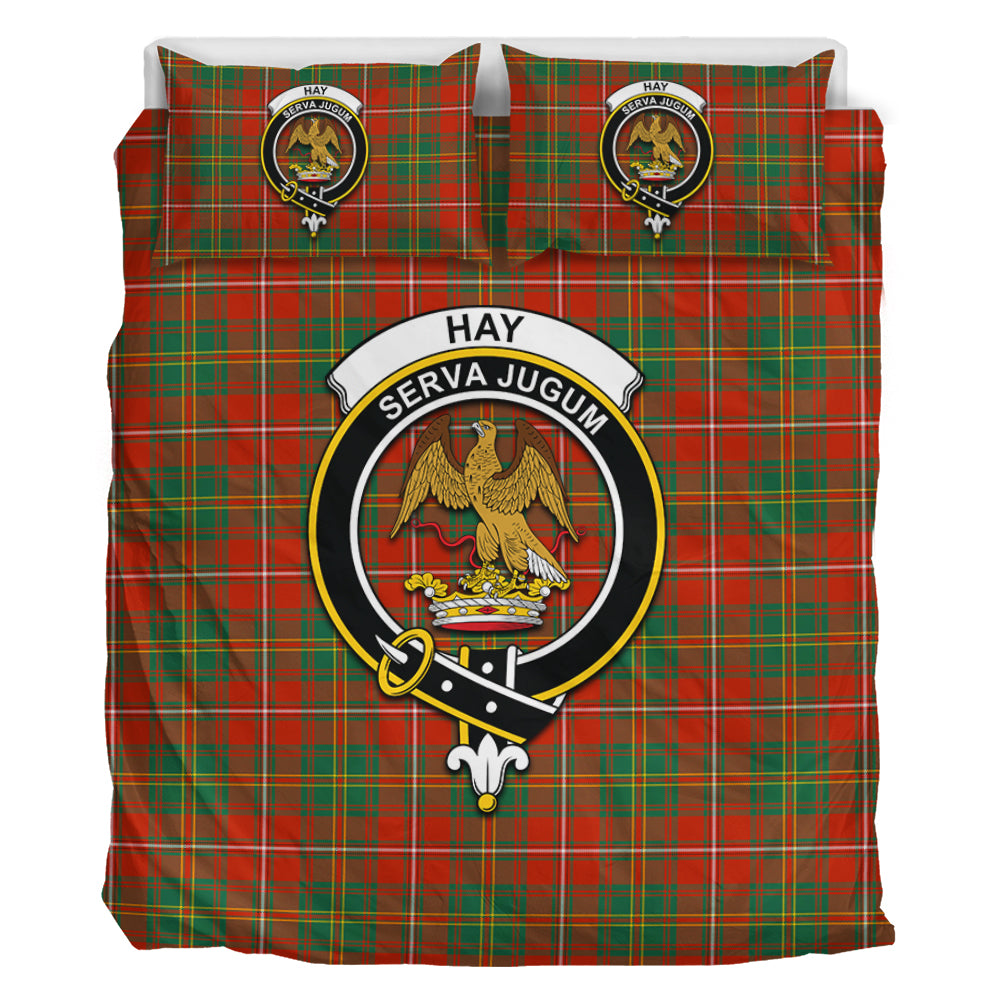 Hay Ancient Tartan Bedding Set with Family Crest - Tartan Vibes Clothing