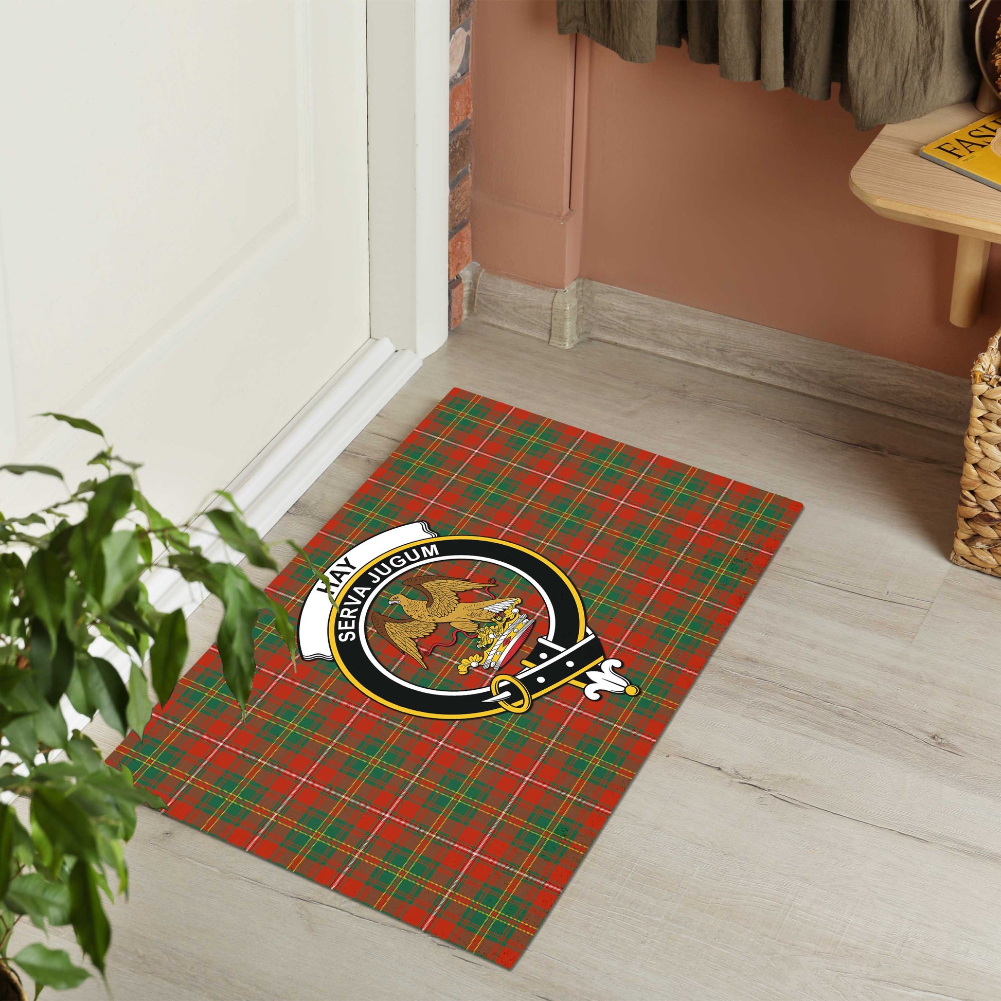 Hay Ancient Tartan Door Mat with Family Crest - Tartanvibesclothing