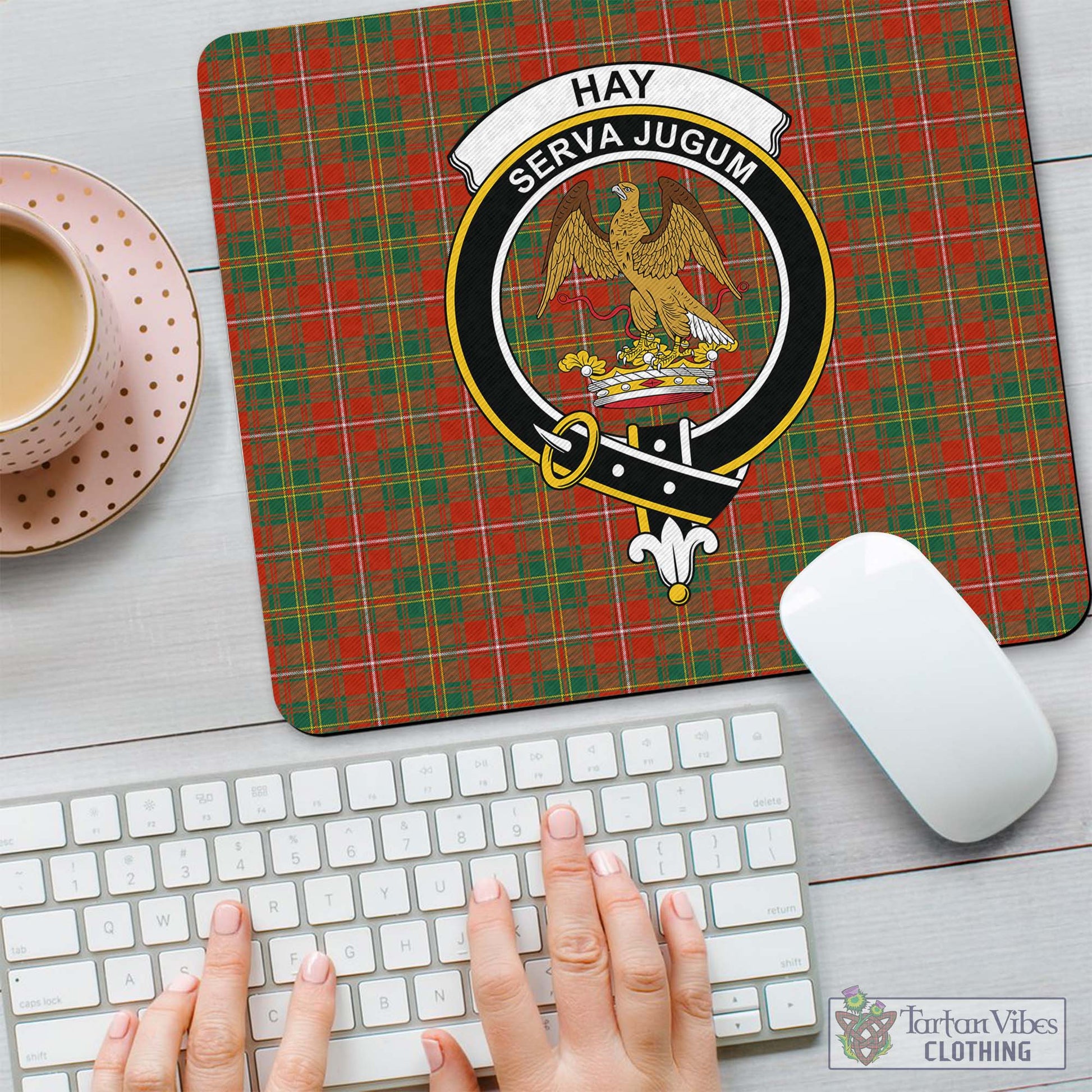 Tartan Vibes Clothing Hay Ancient Tartan Mouse Pad with Family Crest