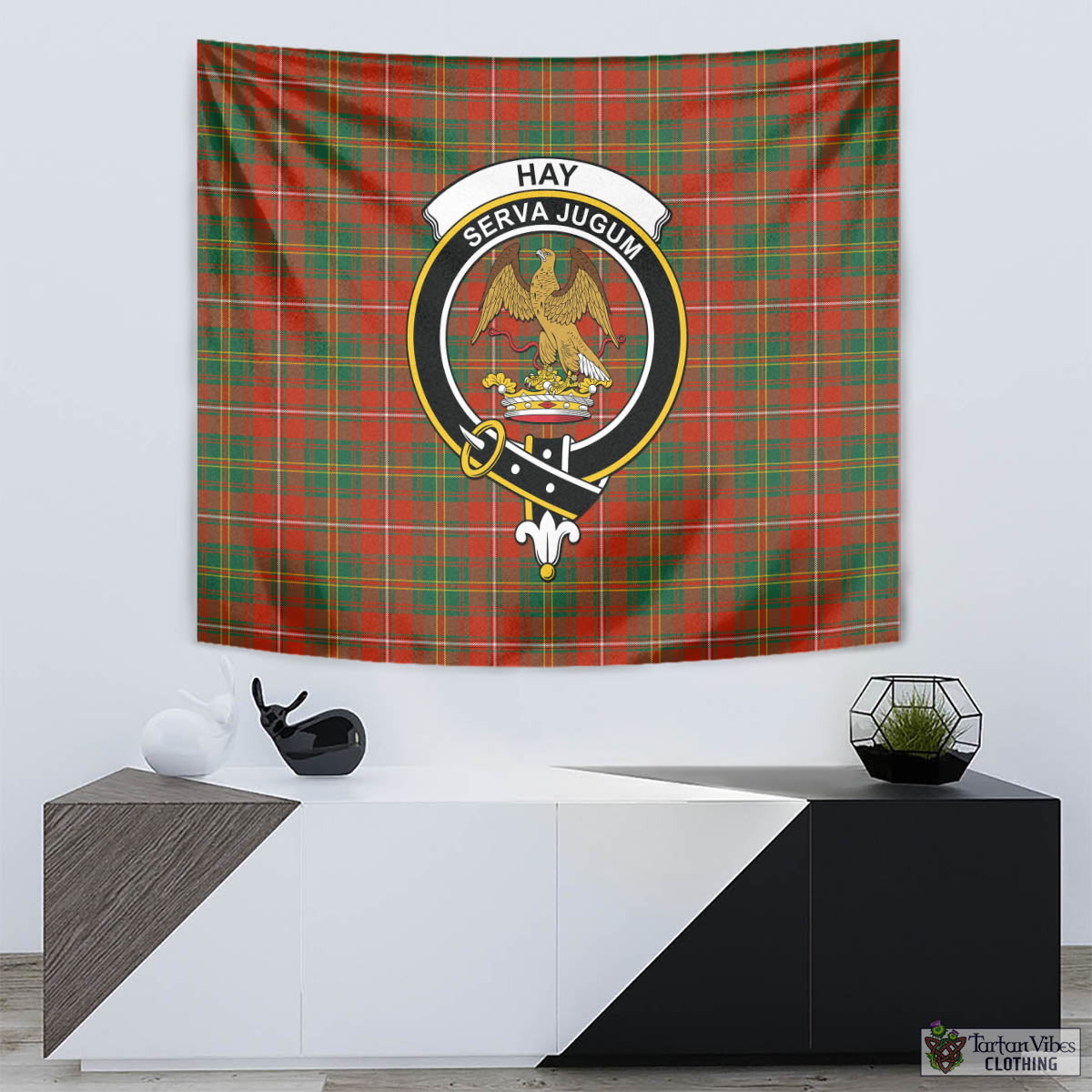 Tartan Vibes Clothing Hay Ancient Tartan Tapestry Wall Hanging and Home Decor for Room with Family Crest