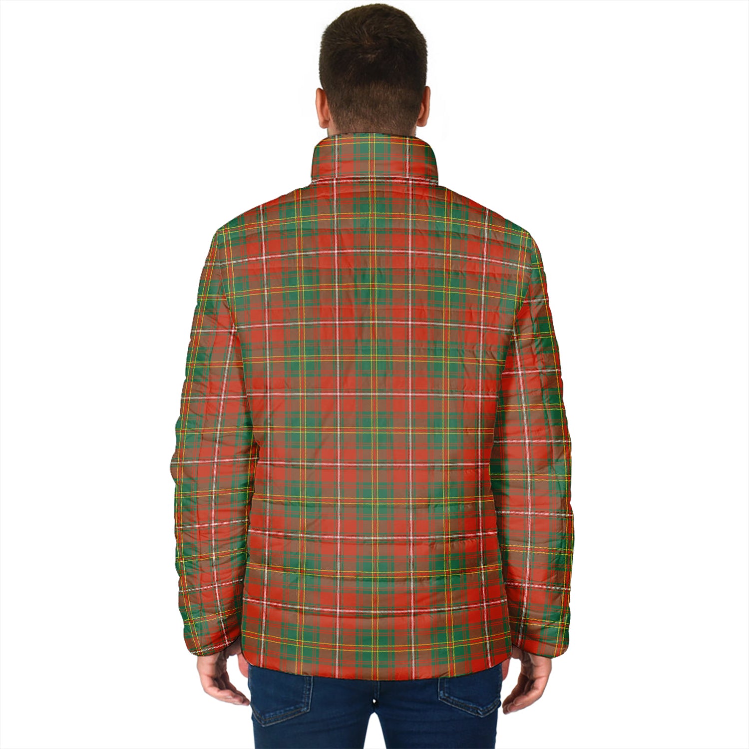 Hay Ancient Tartan Padded Jacket with Family Crest - Tartanvibesclothing