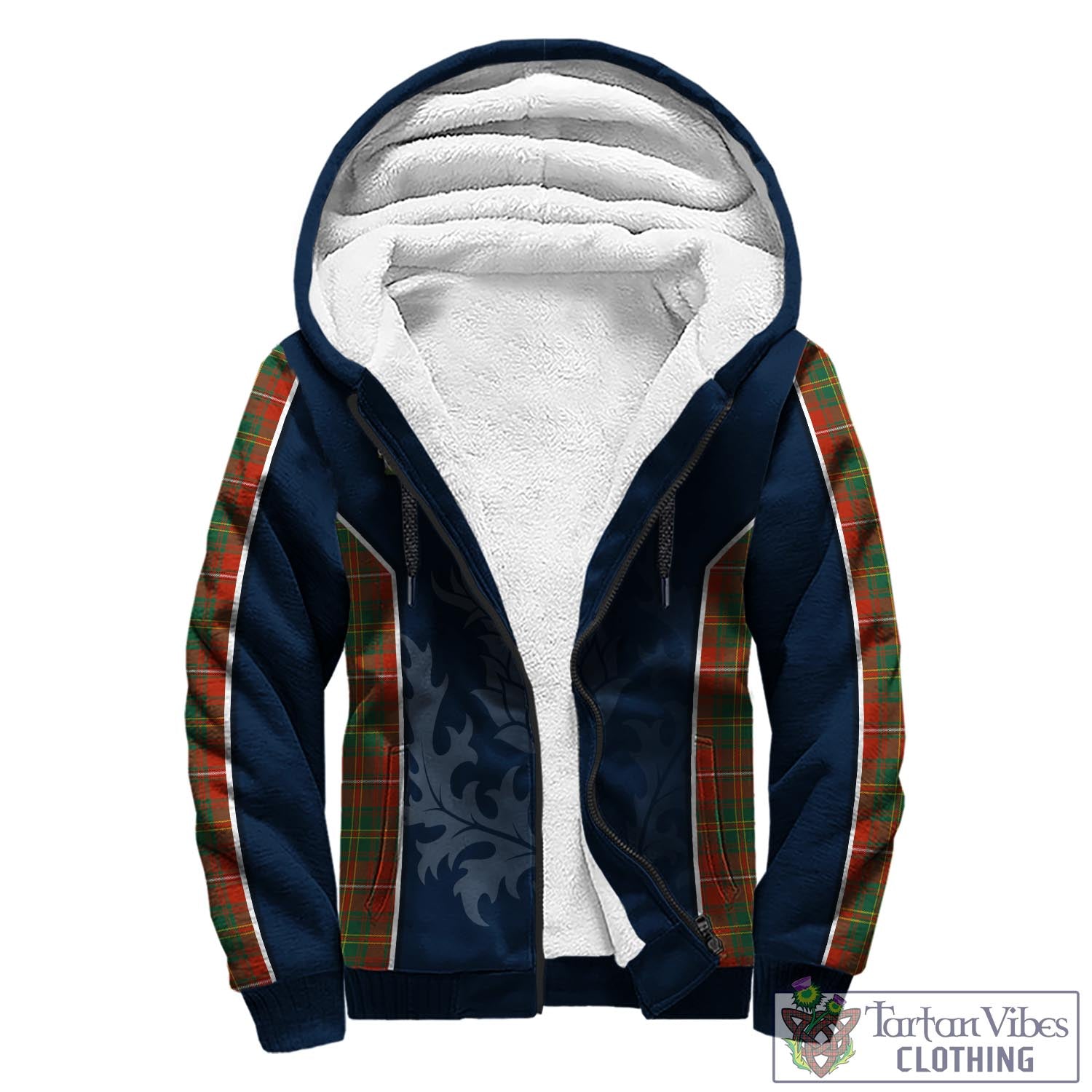 Tartan Vibes Clothing Hay Ancient Tartan Sherpa Hoodie with Family Crest and Scottish Thistle Vibes Sport Style