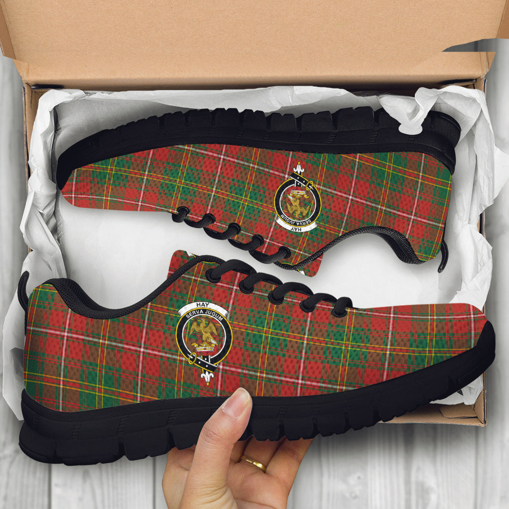 Hay Ancient Tartan Sneakers with Family Crest - Tartan Vibes Clothing