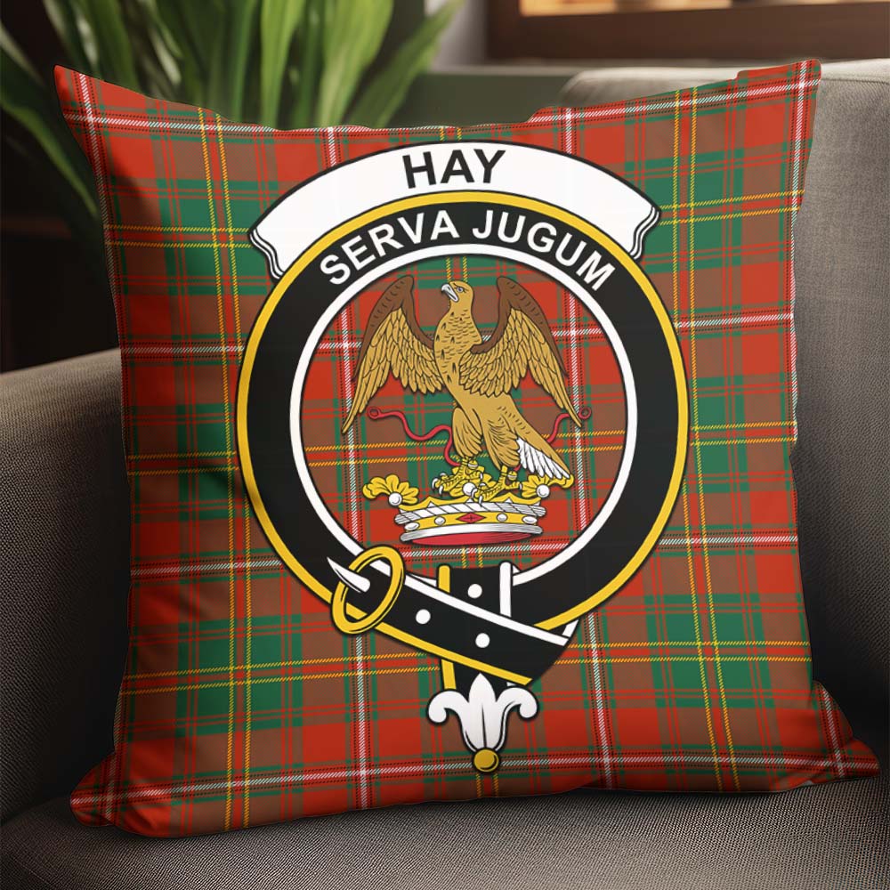 Hay Ancient Tartan Pillow Cover with Family Crest - Tartanvibesclothing