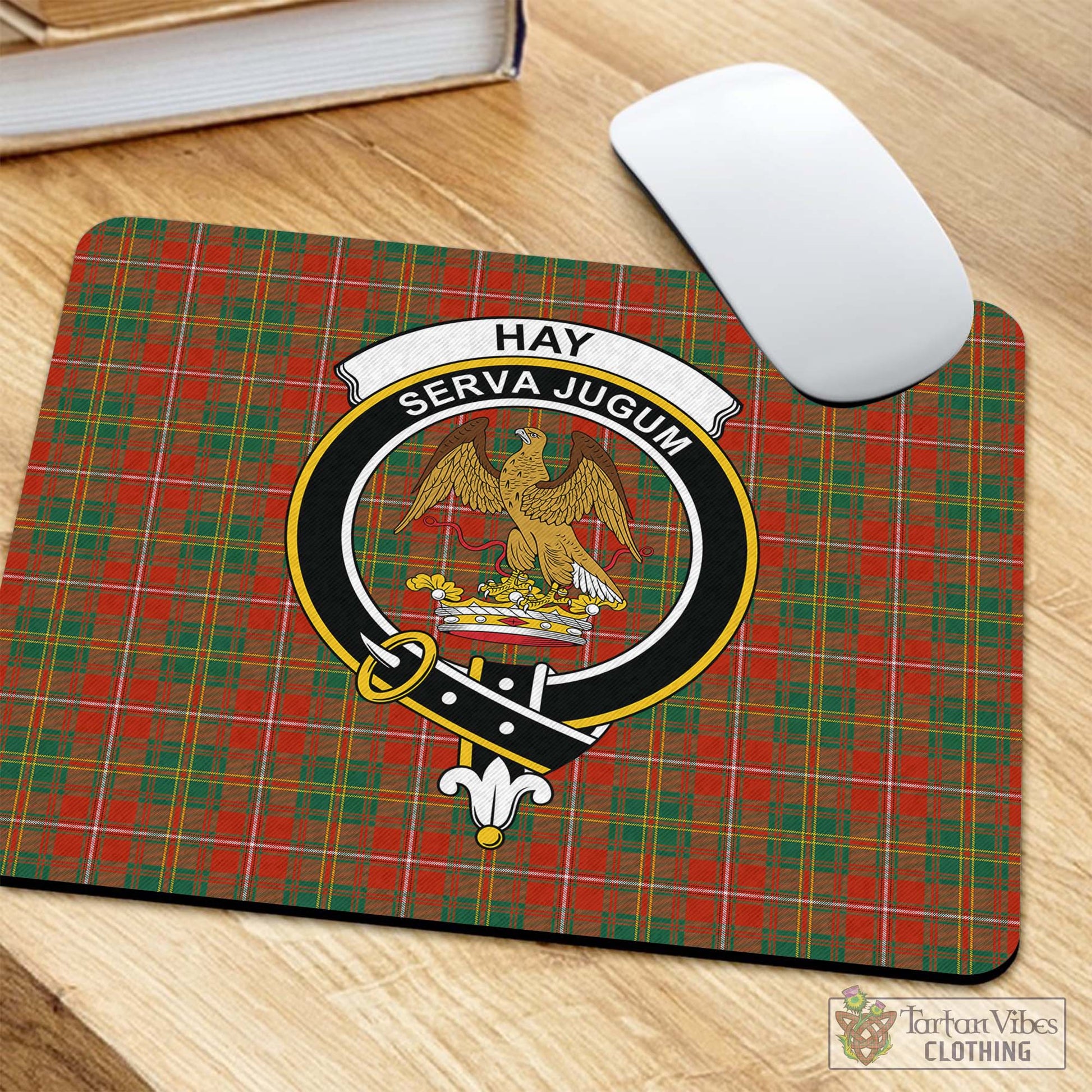 Tartan Vibes Clothing Hay Ancient Tartan Mouse Pad with Family Crest