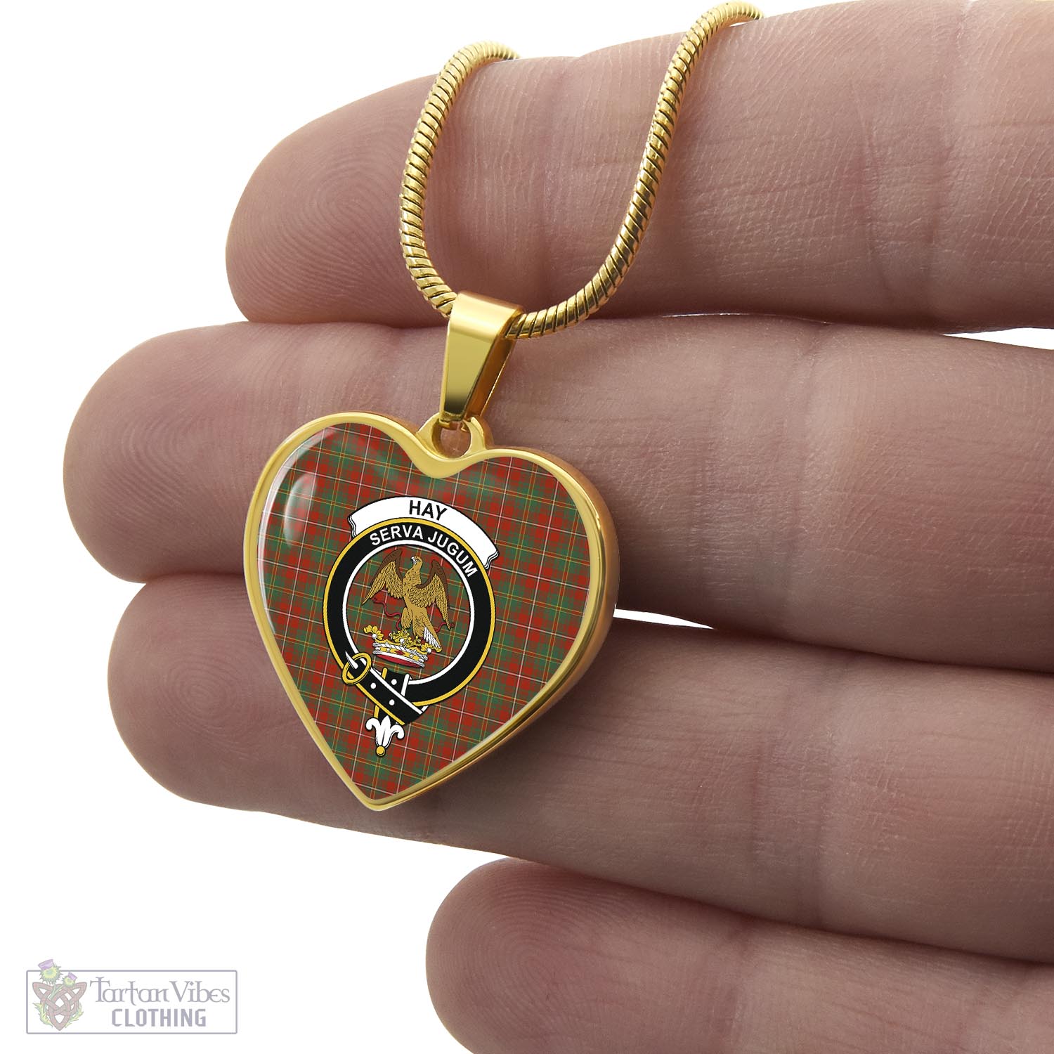 Tartan Vibes Clothing Hay Ancient Tartan Heart Necklace with Family Crest