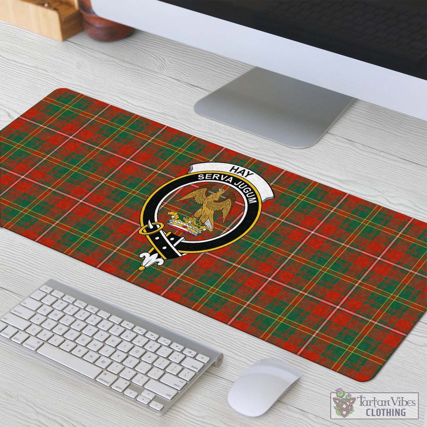 Tartan Vibes Clothing Hay Ancient Tartan Mouse Pad with Family Crest