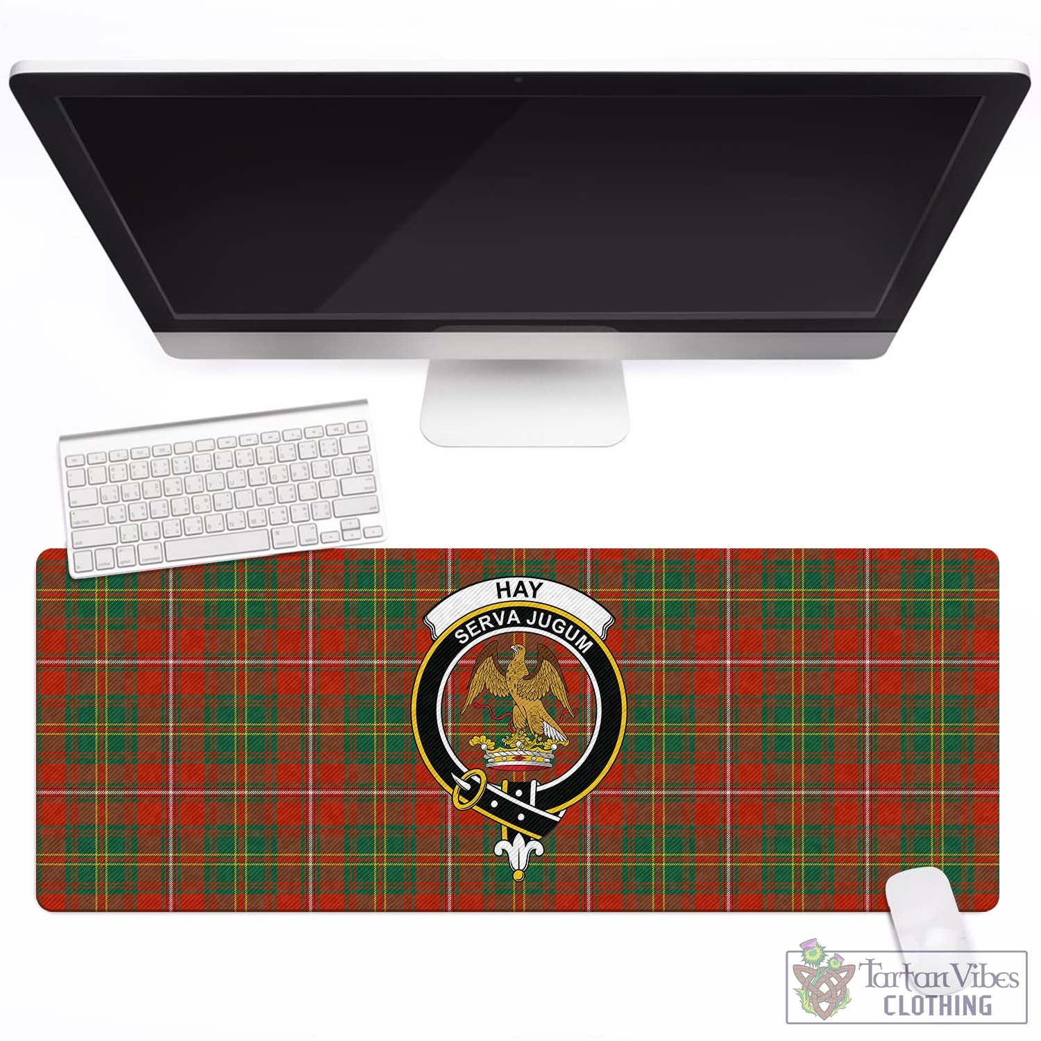 Tartan Vibes Clothing Hay Ancient Tartan Mouse Pad with Family Crest