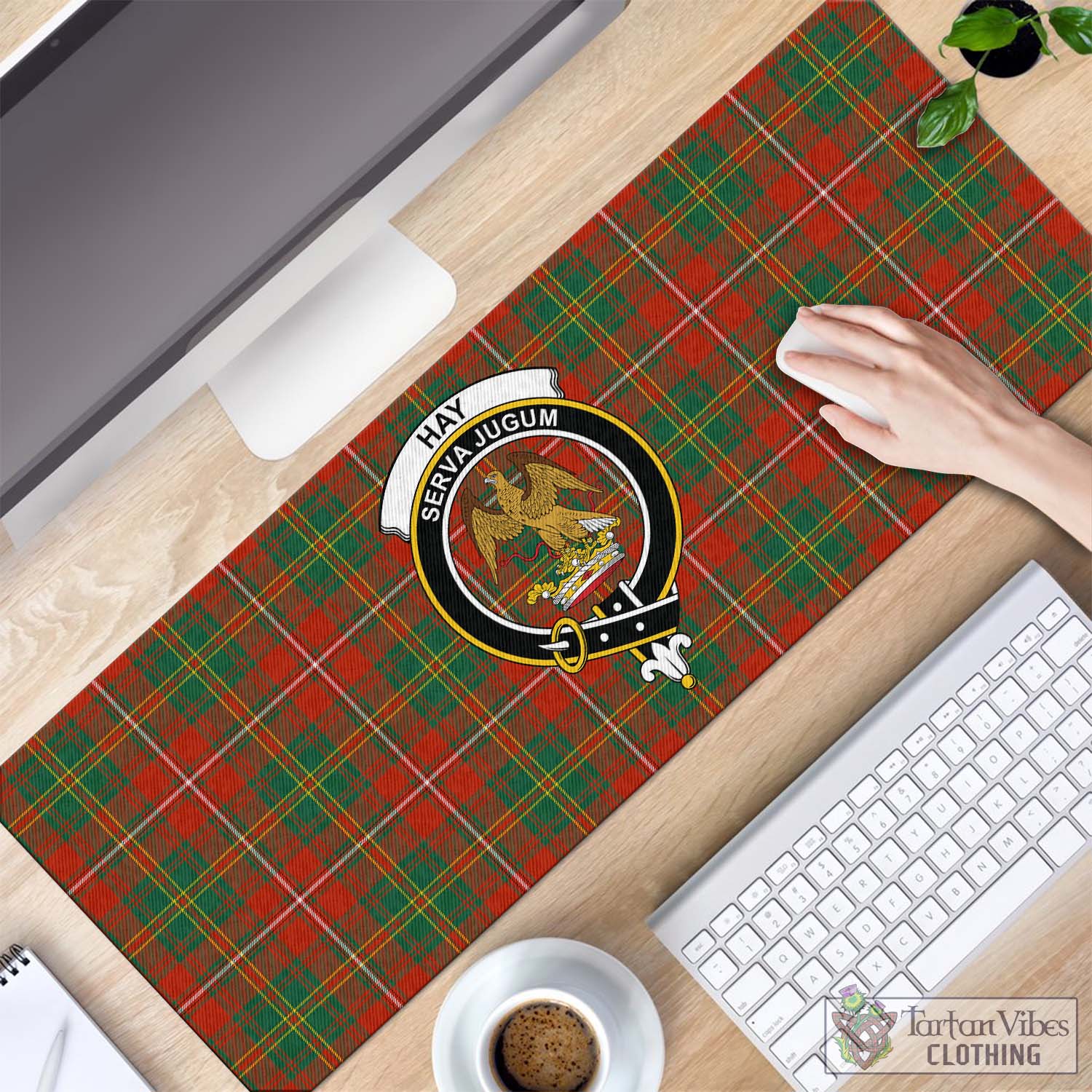 Tartan Vibes Clothing Hay Ancient Tartan Mouse Pad with Family Crest