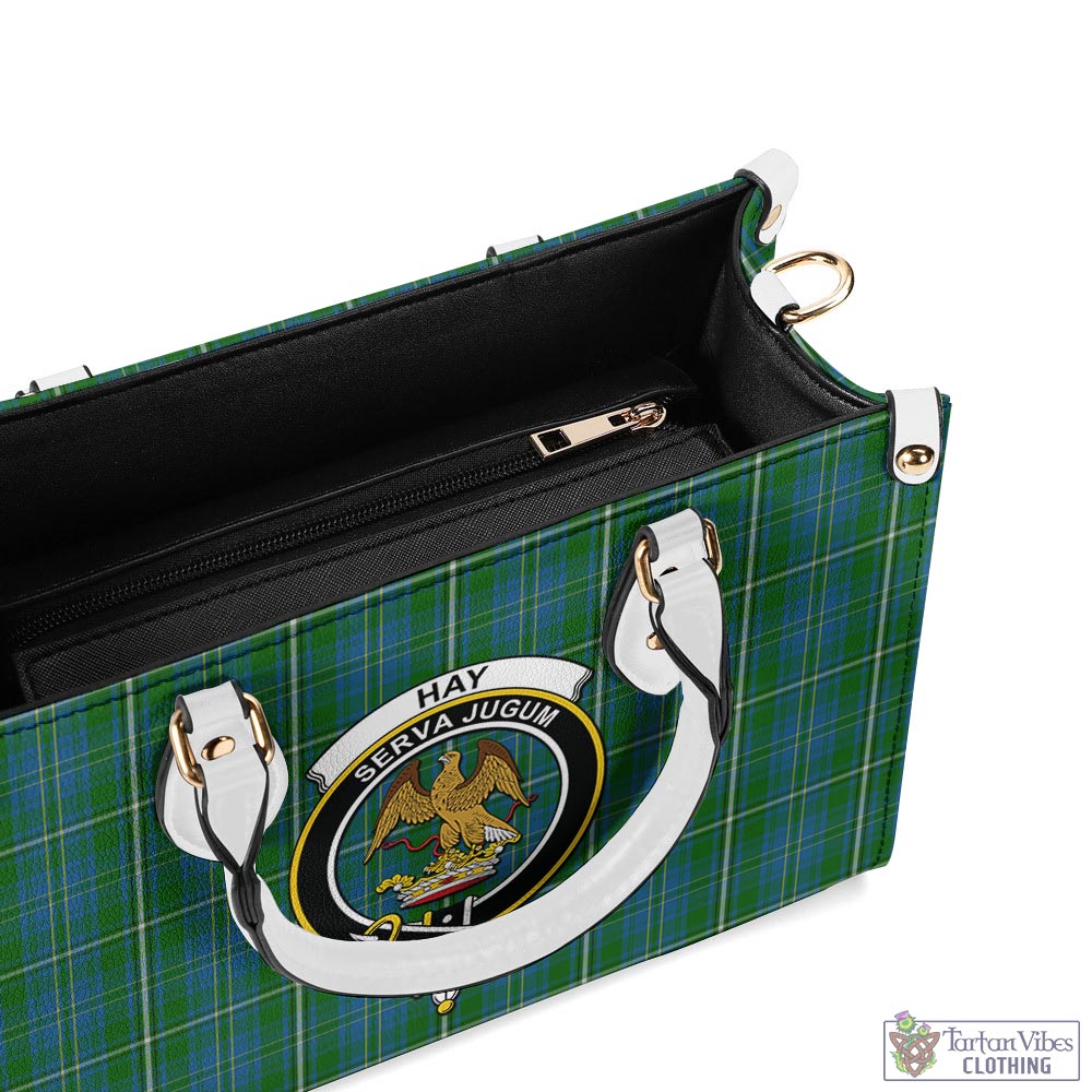 Tartan Vibes Clothing Hay Hunting Tartan Luxury Leather Handbags with Family Crest