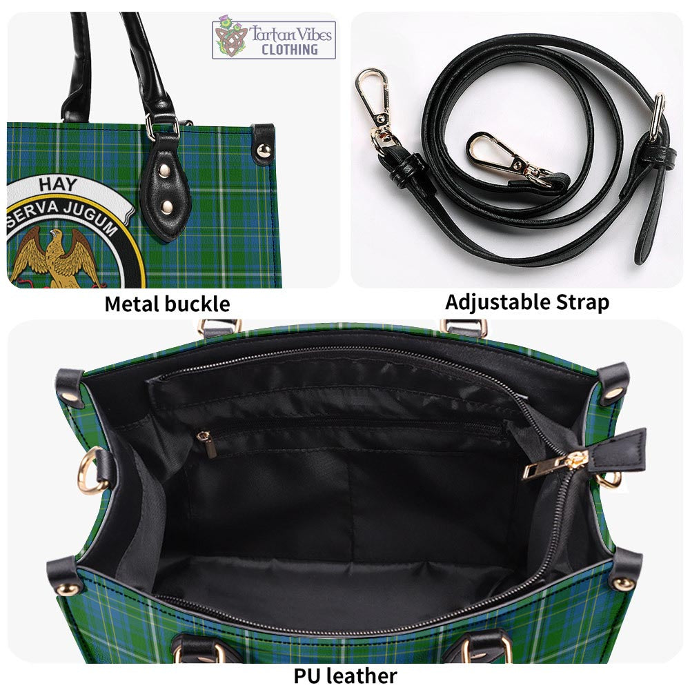 Tartan Vibes Clothing Hay Hunting Tartan Luxury Leather Handbags with Family Crest