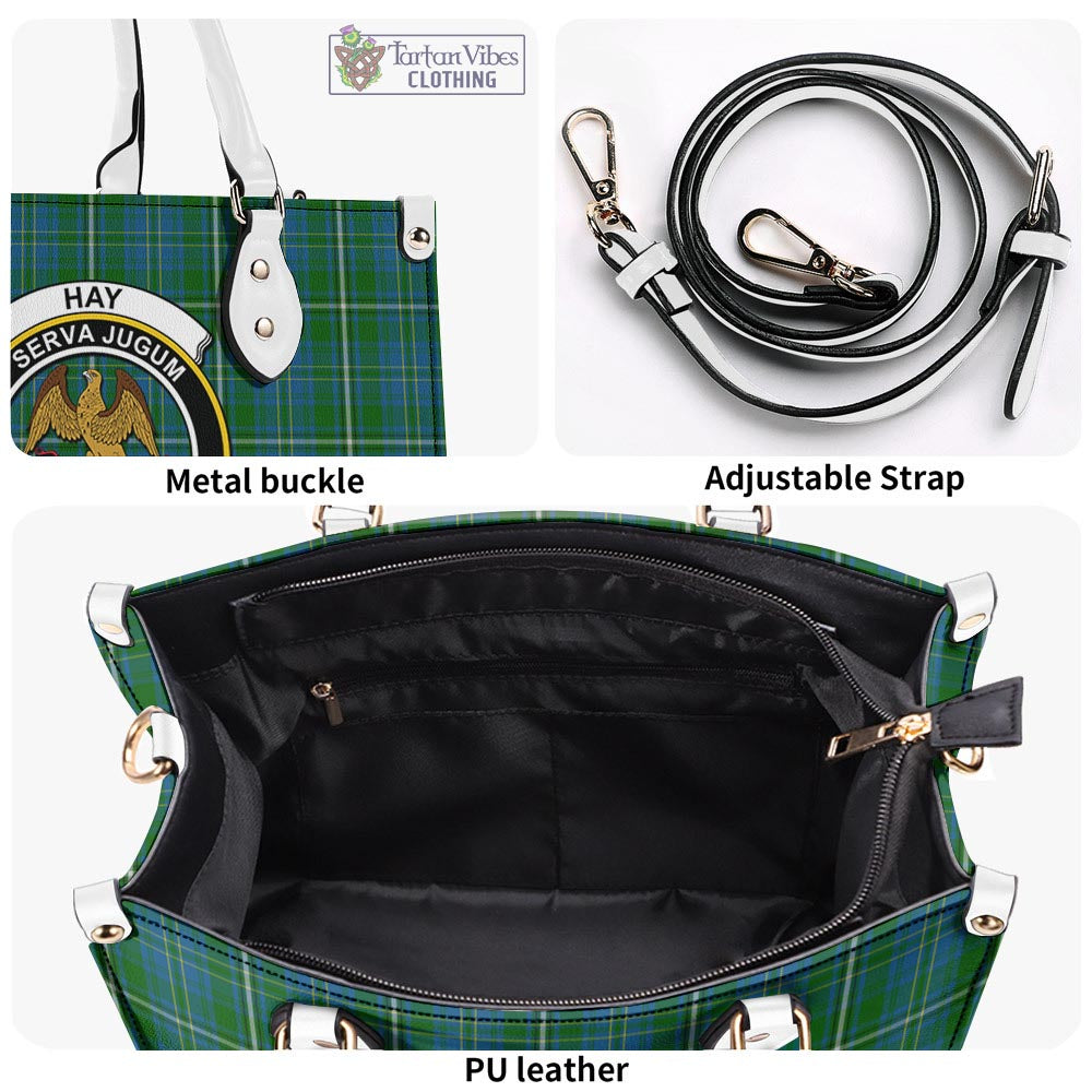 Tartan Vibes Clothing Hay Hunting Tartan Luxury Leather Handbags with Family Crest