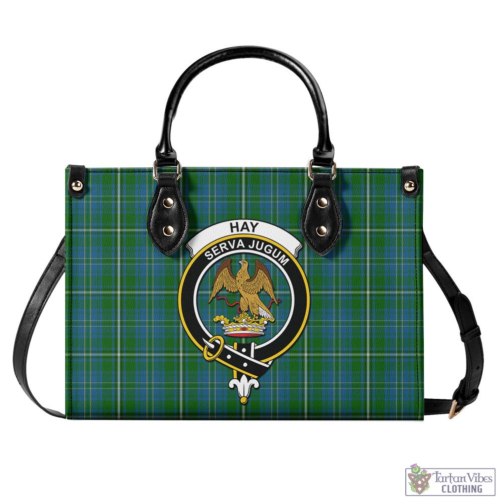 Tartan Vibes Clothing Hay Hunting Tartan Luxury Leather Handbags with Family Crest