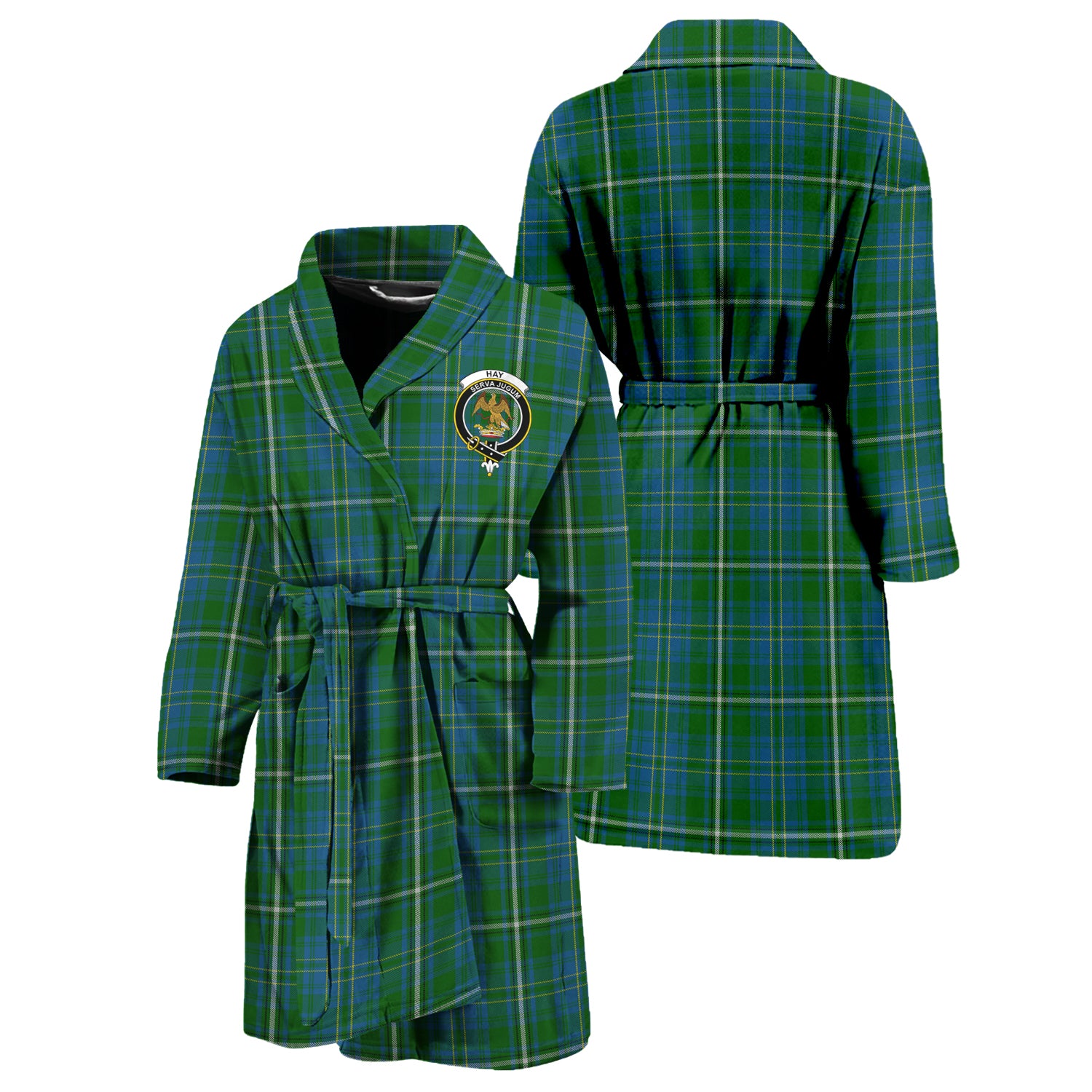 Hay Hunting Tartan Bathrobe with Family Crest Unisex S - Tartan Vibes Clothing