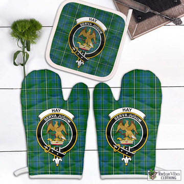 Hay Hunting Tartan Combo Oven Mitt & Pot-Holder with Family Crest