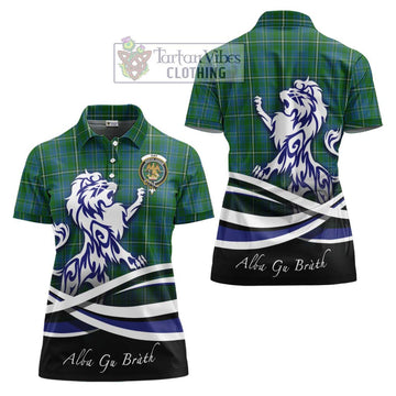 Hay Hunting Tartan Women's Polo Shirt with Alba Gu Brath Regal Lion Emblem