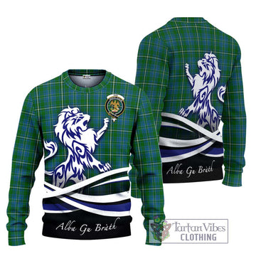 Hay Hunting Tartan Ugly Sweater with Alba Gu Brath Regal Lion Emblem