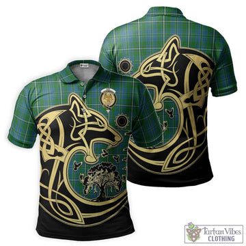 Hay Hunting Tartan Polo Shirt with Family Crest Celtic Wolf Style