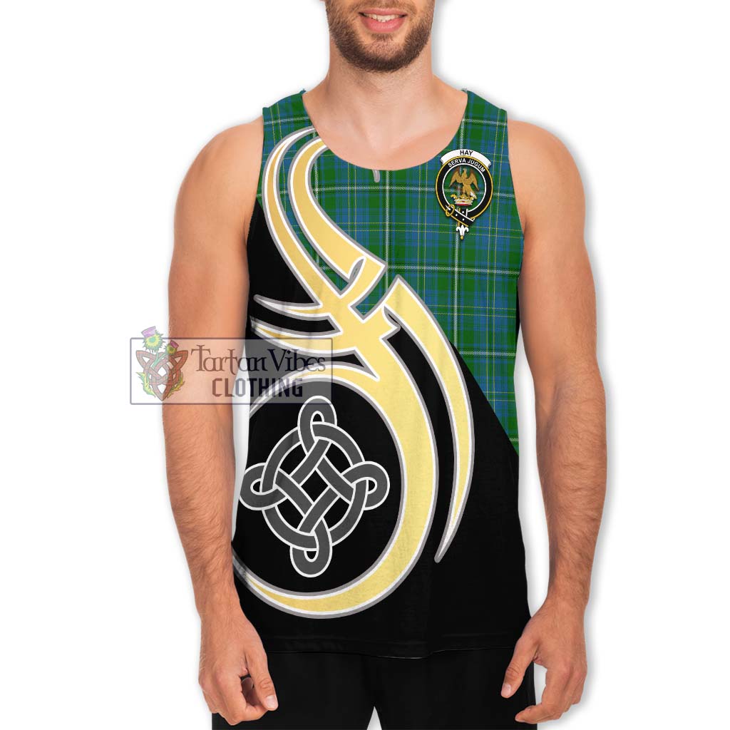 Hay Hunting Tartan Men's Tank Top with Family Crest and Celtic Symbol Style Men - Tartan Vibes Clothing