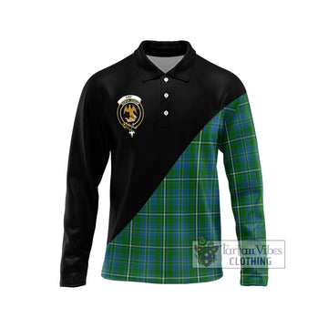 Hay Hunting Tartan Long Sleeve Polo Shirt with Family Crest and Military Logo Style