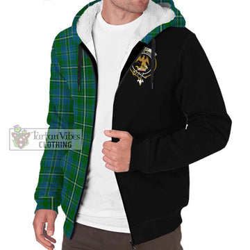 Hay Hunting Tartan Sherpa Hoodie with Family Crest and Half Of Me Style